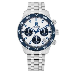 Relógio Tommy Hilfiger Crono Masculino Branco e Azul