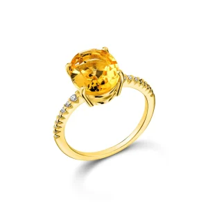 Anel Reali em Ouro Amarelo 18k com Citrino e Diamantes